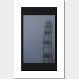 london eye on a foggy day Posters and Art